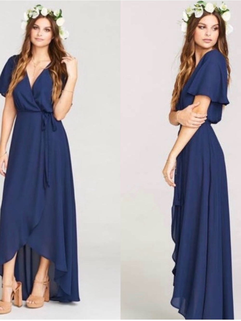Show Me Your Mumu Sophia Wrap Dress in Navy - Small